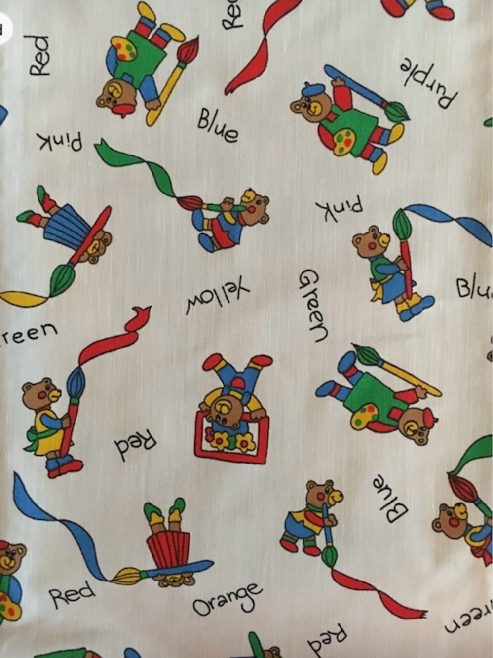 Vintage Novelty Fabric – Artist Teddy Bears Print, Weilwood Fabrics (45” x 94”)